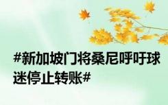 #新加坡门将桑尼呼吁球迷停止转账#