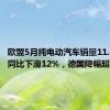 欧盟5月纯电动汽车销量11.43万辆同比下滑12%，德国降幅超30%