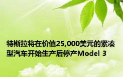 特斯拉将在价值25,000美元的紧凑型汽车开始生产后停产Model 3