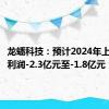 龙蟠科技：预计2024年上半年净利润-2.3亿元至-1.8亿元