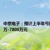 中京电子：预计上半年亏损6800万-7800万元