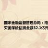 国家金融监督管理总局：南方洪涝灾害保险估损金额32.1亿元