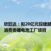 欣旺达：拟20亿元投建越南锂威消费类锂电池工厂项目