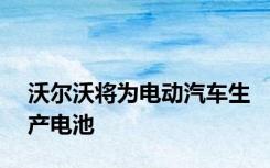 沃尔沃将为电动汽车生产电池