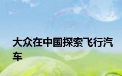 大众在中国探索飞行汽车