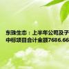 东珠生态：上半年公司及子公司新中标项目合计金额7686.66万元
