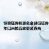 恒泰证券拟更名金融街证券 为近两年以来第五家更名券商