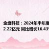 金盘科技：2024年半年度净利润2.22亿元 同比增长16.43%