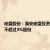 崧盛股份：淮安崧盛投资拟减持不超过3%股份