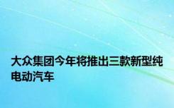 大众集团今年将推出三款新型纯电动汽车