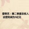 爱奇艺：第二季度总收入74亿元 运营利润为5亿元