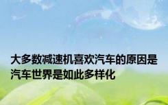 大多数减速机喜欢汽车的原因是汽车世界是如此多样化