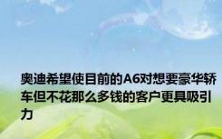 奥迪希望使目前的A6对想要豪华轿车但不花那么多钱的客户更具吸引力