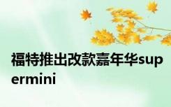 福特推出改款嘉年华supermini