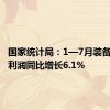 国家统计局：1—7月装备制造业利润同比增长6.1%