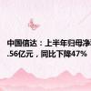 中国信达：上半年归母净利润21.56亿元，同比下降47%