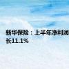 新华保险：上半年净利润同比增长11.1%