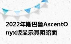 2022年斯巴鲁AscentOnyx版显示其阴暗面