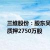 三维股份：股东吴善国质押2750万股