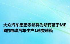 大众汽车集团零部件为所有基于MEB的电动汽车生产1速变速箱