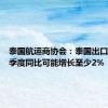 泰国航运商协会：泰国出口在第三季度同比可能增长至少2%