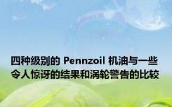 四种级别的 Pennzoil 机油与一些令人惊讶的结果和涡轮警告的比较