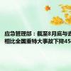应急管理部：截至8月底与去年同期相比全国重特大事故下降45.5%