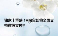 独家丨重磅！#淘宝即将全面支持微信支付#