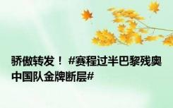 骄傲转发！ #赛程过半巴黎残奥中国队金牌断层#