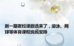 新一期夜校课剧透来了，游泳、网球等体育课程统统安排