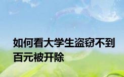 如何看大学生盗窃不到百元被开除