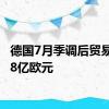 德国7月季调后贸易帐168亿欧元