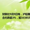 财联社9月9日电，沪铅期货主力合约跌超3%，报16385元/吨。
