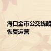 海口全市公交线路全面恢复运营