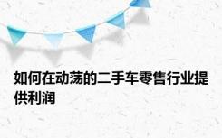 如何在动荡的二手车零售行业提供利润