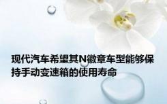 现代汽车希望其N徽章车型能够保持手动变速箱的使用寿命