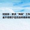 财政部：要求“两新”工作相关资金不得用于偿还政府债务等