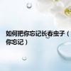 如何把你忘记长春虫子（如何把你忘记）