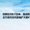财联社9月27日电，集运欧线期货主力合约日内涨幅扩大至8%。