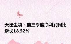 天坛生物：前三季度净利润同比增长18.52%