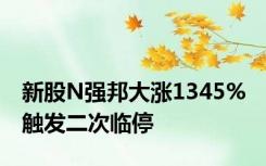 新股N强邦大涨1345% 触发二次临停