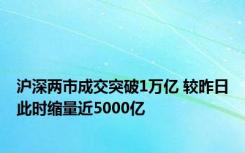 沪深两市成交突破1万亿 较昨日此时缩量近5000亿