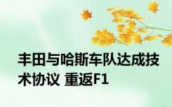 丰田与哈斯车队达成技术协议 重返F1