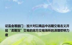 证监会等部门：加大对以商品中远期交易名义开展“类期货”交易的地方交易场所的清理整顿力度