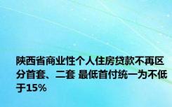 陕西省商业性个人住房贷款不再区分首套、二套 最低首付统一为不低于15%
