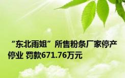 “东北雨姐”所售粉条厂家停产停业 罚款671.76万元