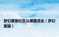 梦幻家族社区从哪里进去（梦幻家族）
