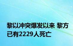 黎以冲突爆发以来 黎方已有2229人死亡
