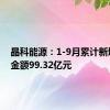 晶科能源：1-9月累计新增借款金额99.32亿元