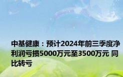 中基健康：预计2024年前三季度净利润亏损5000万元至3500万元 同比转亏